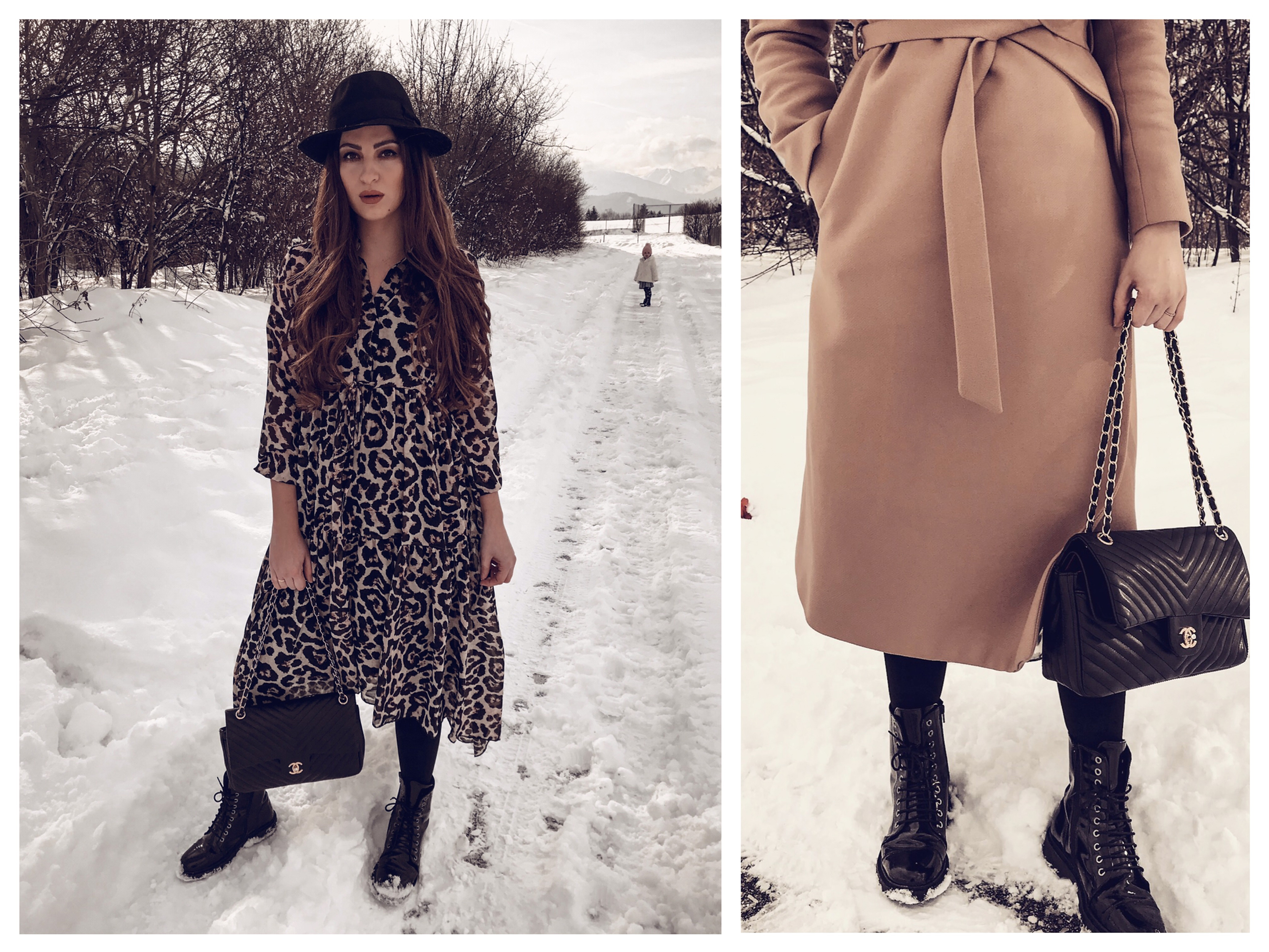 streetstyleoutfitcamelcoat,boots,leodress,chanelbag